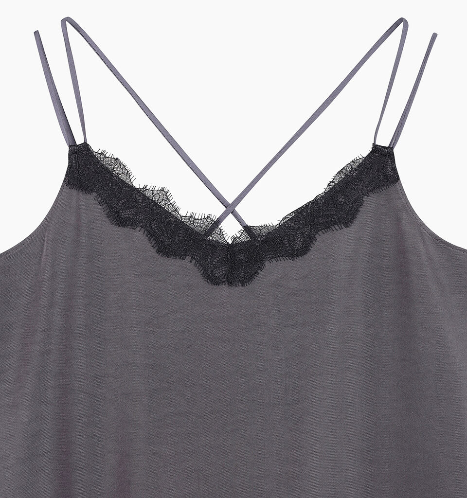 Marl gray top with ruffles - sisley k top - Dark Gray | Sisley K image number 3